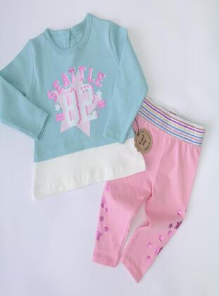 Printed - Crew neck - Unlined - Blue - Cotton - Baby Suit - MİNİPUFF BABY