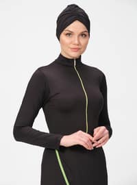 Double-Breasted Skirt Hijab Swimsuit Black