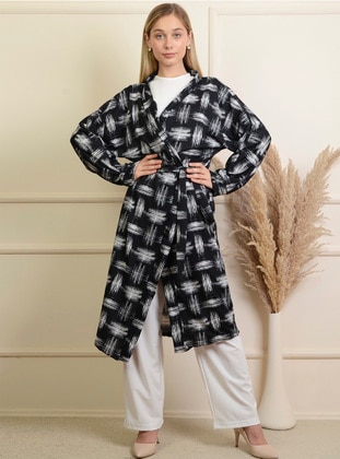 Unlined - Multi - Black - Cotton - Kimono - Pinkmark