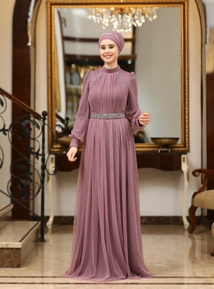 Efsane Tesettür Abiye Elbise - Lavanta - Azra Design