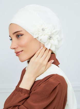 Special Design Chiffon Instant Hijab With Cream-Beige Stone Accessories Instant Scarf