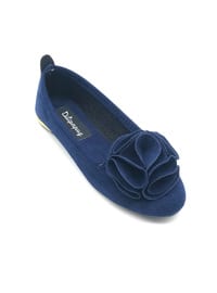 Faux Suede Flat Shoes & Bag Set Navy Blue Mink