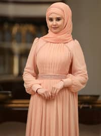 Hijab Evening Dress Powder