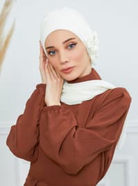 Special Design Chiffon Instant Hijab With Cream-Beige Stone Accessories Instant Scarf