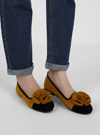 Mustard - Black - Flat - Flat Shoes