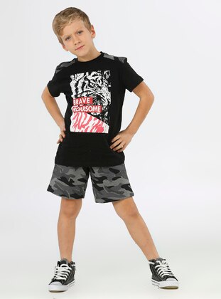 Printed - Crew neck - Unlined - Multi - Boys` Suit - LupiaKids