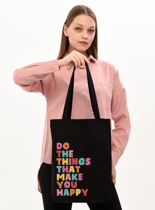 Canvas Do The Things Tote Bag Black