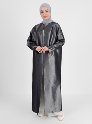 Gray - Unlined - Point Collar - Abaya - Nuum Design