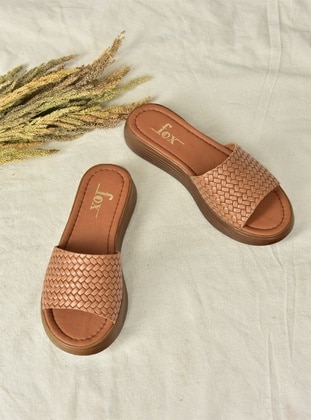 Tan - Slippers - Fox Shoes