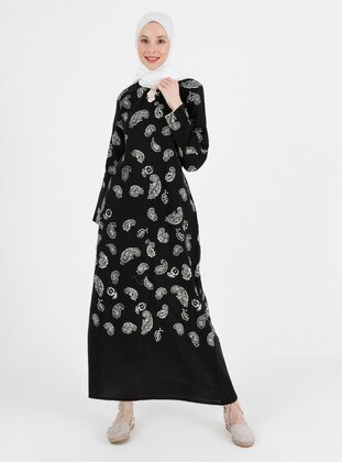 Black - Shawl - V neck Collar - Unlined - Cotton - Modest Dress - Çıkrıkçı