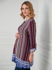 Multi - Point Collar - Stripe - Maternity Tunic / T-Shirt