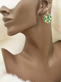 Enameled Special Design Earrings Green