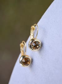 Zircon Stone Earrings Gold Color
