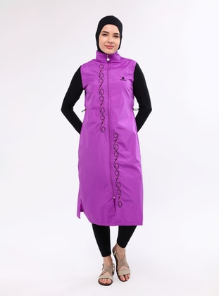 Purple - Fully Lined - Full Coverage Swimsuit Burkini - Ranuna