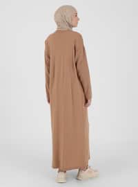 Crew Neck Sweater Modest Dress Camel
