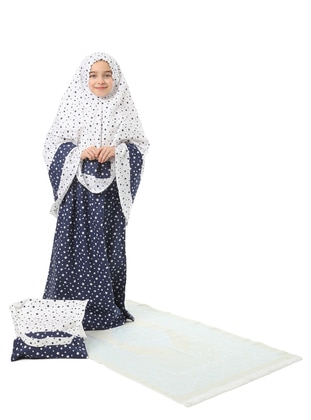 Navy Blue - Cotton - Girls Prayer Dress - ELANESA