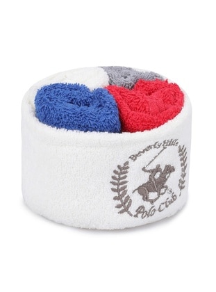  Beverly Hills Polo Club White, Red, Blue, Grey Towel Set