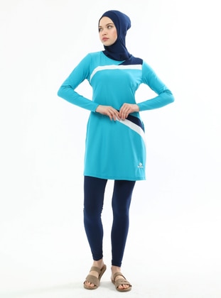 Turquoise - Full Coverage Swimsuit Burkini - Ranuna