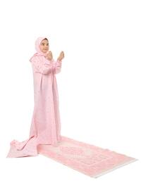 Girl'S Practical Prayer Dress Set Bag Included Prayer Rug With Elastic Sleeves - Pink
