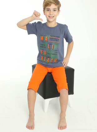 Multi - Orange - Cotton - Boys` Capri Pants - Larice Kids