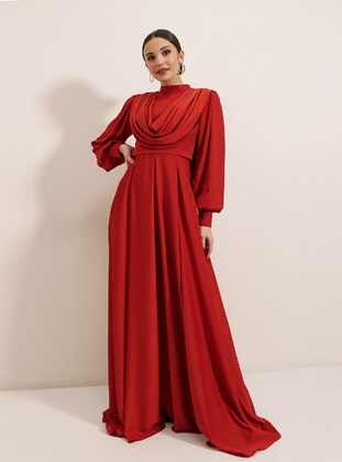 Terra Cotta - Fully Lined - Polo neck - Modest Evening Dress - By Saygı