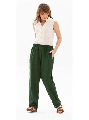 Green - Cotton - Pants - ELİŞ ŞİLE BEZİ