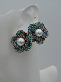Special Design Turquoise And Pearl Earrings