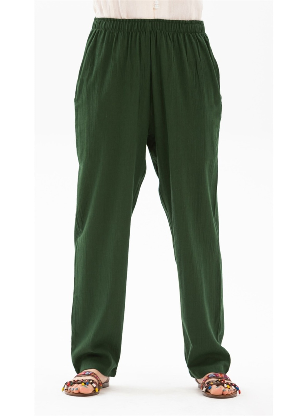 Green - Cotton - Pants