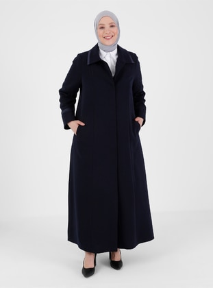 Navy Blue - Fully Lined - Point Collar - Topcoat - Olcay