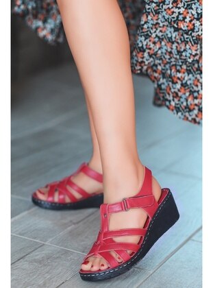 Red - Sandal - Sandal - Artı Artı Ayakkabı