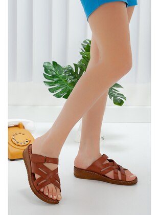 Tan - Sandal - Slippers - Artı Artı Ayakkabı