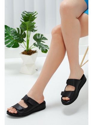 Black - Sandal - Slippers - Artı Artı Ayakkabı