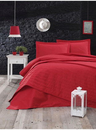 Red - Cotton - Bed Spread - Eponj