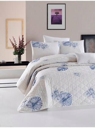 Single Quilted Printed Bedspread Set Blue