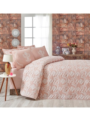 Quilted Bedspread Set Double Pure Powder