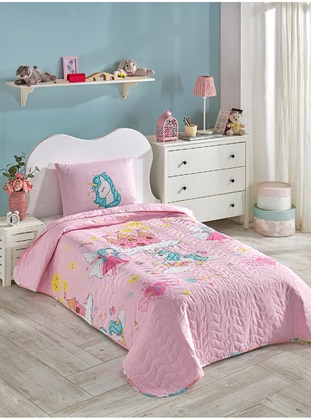Quilted Bedspread Set Single Unicorn Dreams - Pink