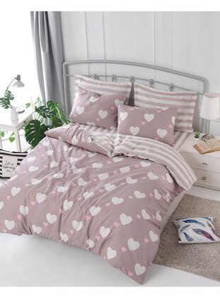 Easy Ironing Duvet Cover Double Herz Rose Color