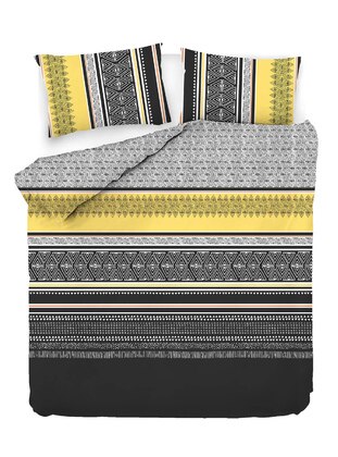 Yellow - Black - Duvet Set: 2 Pillowcases & 1 Duvet Cover - Eponj