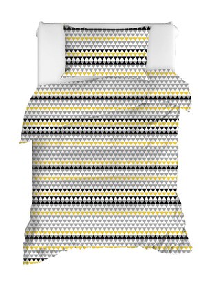 Gray - Yellow - Duvet Set: 2 Pillowcases & 1 Duvet Cover - Eponj
