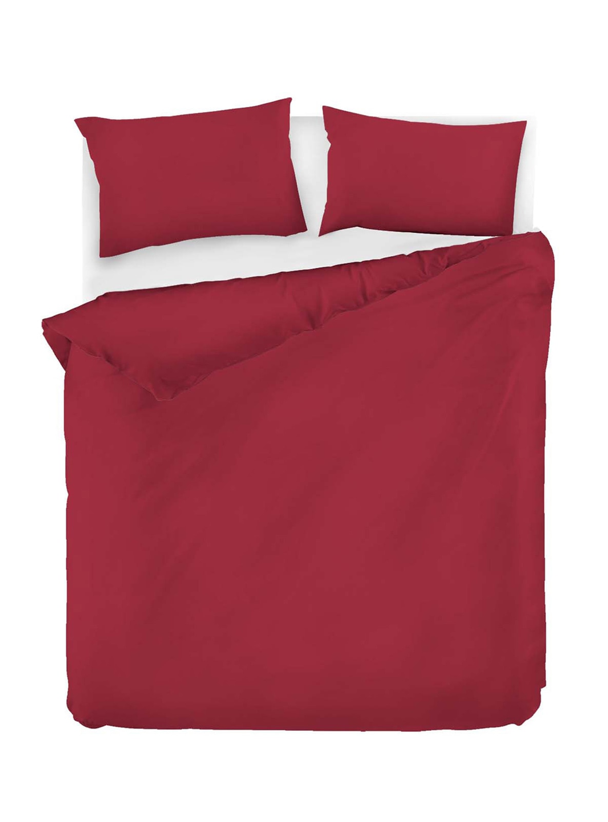 Maroon - Duvet Set: 2 Pillowcases & 1 Duvet Cover