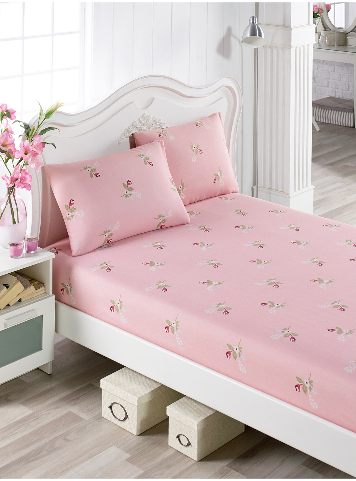 1000gr - Pink - Bedsheet Set: 2 Pillowcases & Bedsheet