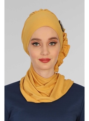 Mustard Combed Cotton Instant Hijab Instant Scarf