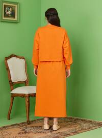 Orange - Unlined - Cotton - Crew neck - Suit