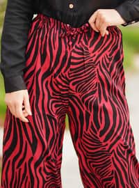 Multi - Fuchsia - Black - Zebra - Viscose - Pants