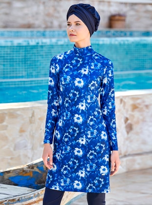 Burkini Full Covered Swimsuit Dark Navy Blue