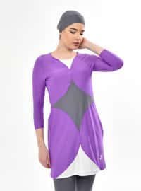 Purple - Fully Lined - Half Coverage Swimsuit
