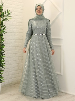 Spring Hijab Evening Dress Mint