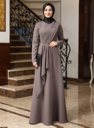 Magnolia Hijab Evening Dress Mink