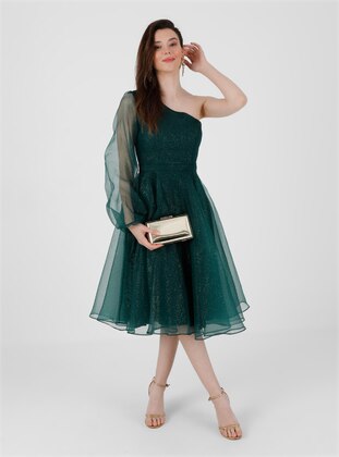 Unlined - Emerald - Evening Dresses - Drape