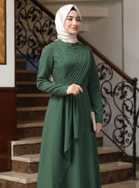Manolya Hijab Evening Dress Khaki